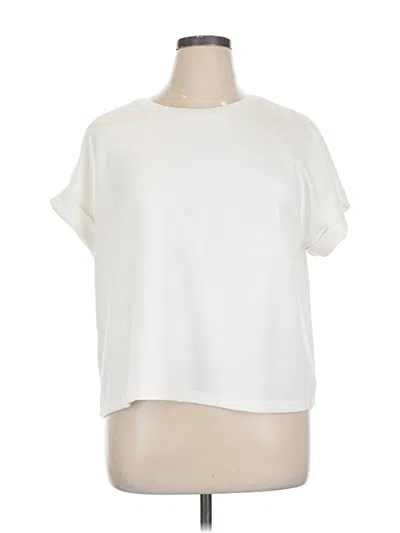 Pre-owned T Tahari Short Sleeve Top Ivory Crew Neck Tops In White
