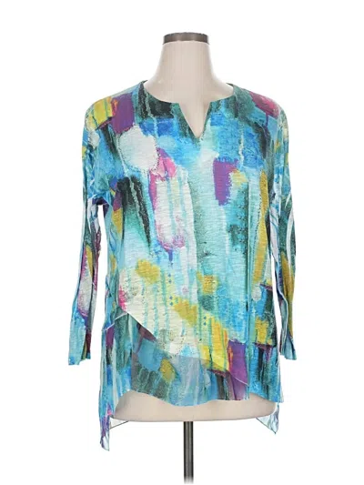 Pre-owned Jess & Jane 3/4 Sleeve Blouse In Blue