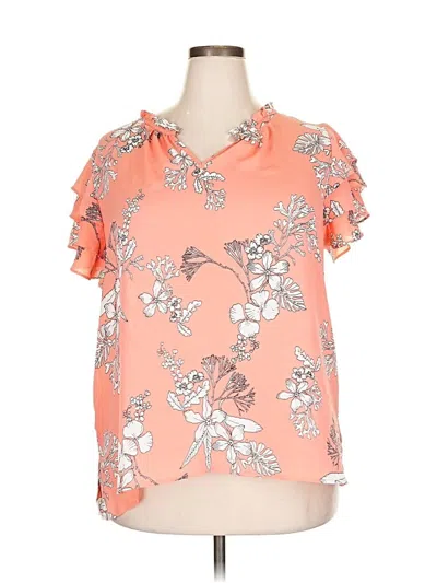 Pre-owned Liz Claiborne Short Sleeve Blouse In Orange