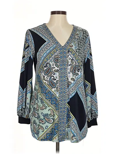 Pre-owned Jm Collection Long Sleeve Blouse In Blue