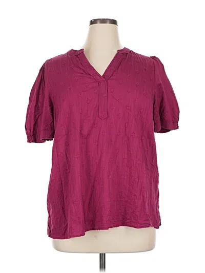 Pre-owned Lane Bryant Short Sleeve Blouse In Burgundy