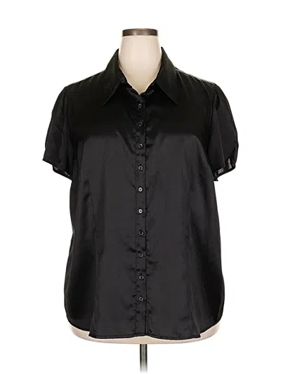Pre-owned Lane Bryant Short Sleeve Blouse In Black