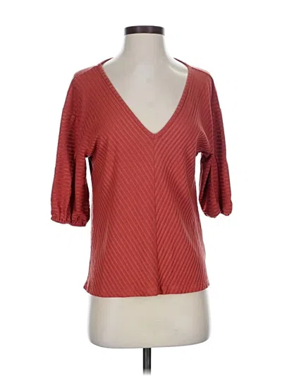 Pre-owned Amour Vert 3/4 Sleeve Top Red V Neck Tops