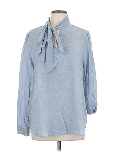 Pre-owned Ann Taylor Loft Long Sleeve Blouse In Blue
