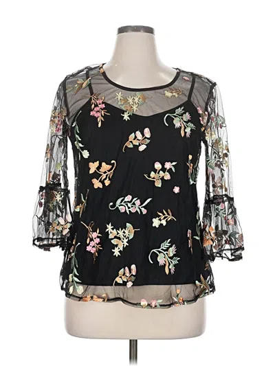 Pre-owned Solitaire 3/4 Sleeve Blouse In Black