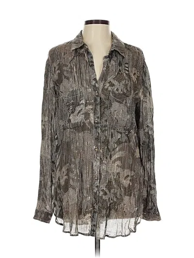 Pre-owned Pilcro Long Sleeve Blouse In Gray