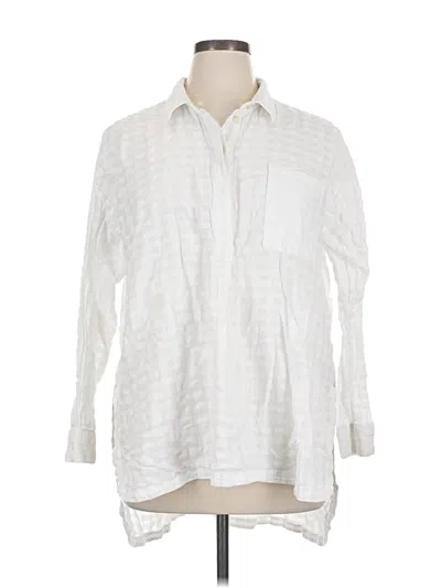 Pre-owned Maeve By Anthropologie Long Sleeve Blouse In White