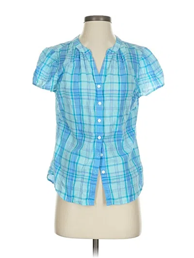 Pre-owned L.l.bean Short Sleeve Blouse In Blue