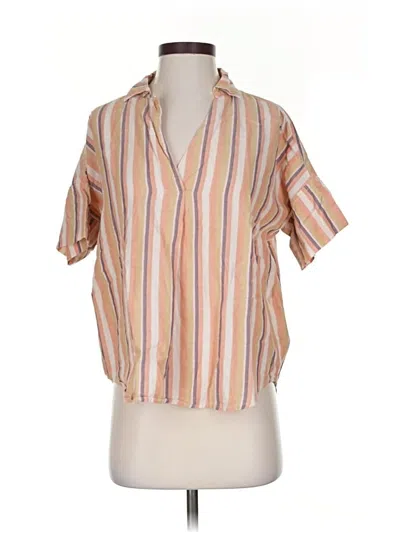 Pre-owned Madewell Short Sleeve Blouse In Orange