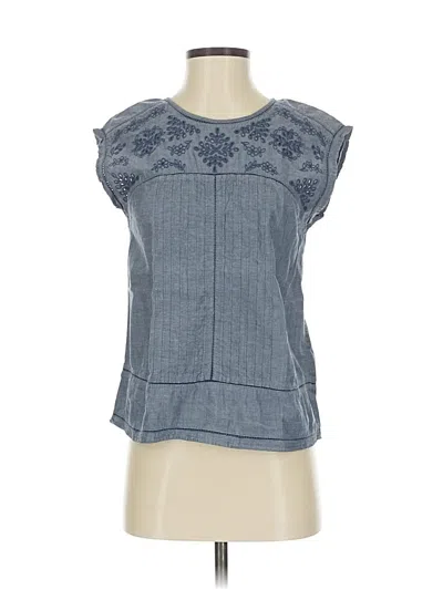 Pre-owned Abercrombie & Fitch Short Sleeve Top Blue Mock Neckline Tops