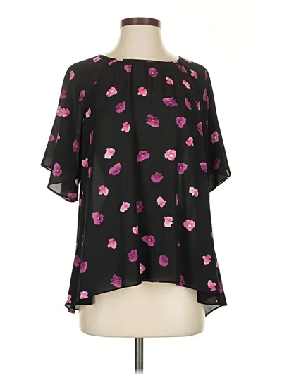 Pre-owned Cece Short Sleeve Blouse In Black