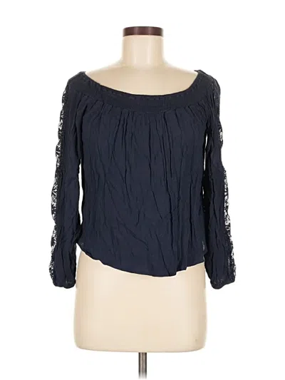 Pre-owned Hollister 3/4 Sleeve Blouse In Blue