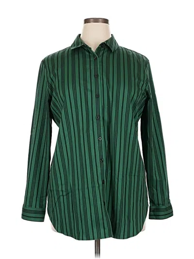 Pre-owned Chico's Long Sleeve Button Down Shirt In Green