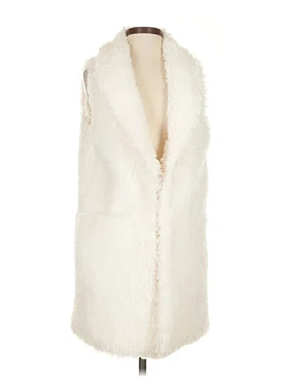 Pre-owned Betsey Johnson Faux Fur Vest In White
