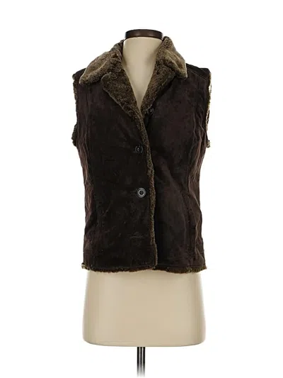 Pre-owned Eddie Bauer Faux Fur Vest In Brown