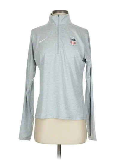 Pre-owned Nike Long Sleeve Polo Shirt In Silver