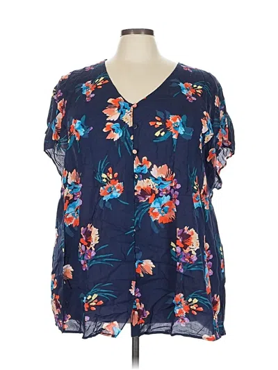 Pre-owned Torrid Short Sleeve Blouse In Blue
