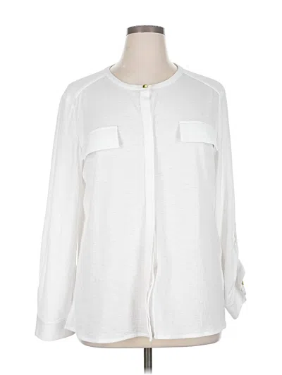 Pre-owned Easywear By Chico's Long Sleeve Blouse In White
