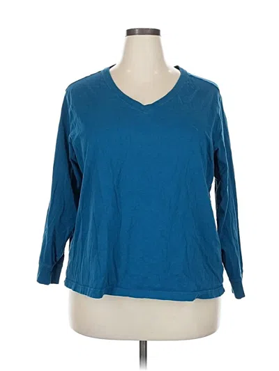 Pre-owned Lands' End 3/4 Sleeve T-shirt In Blue