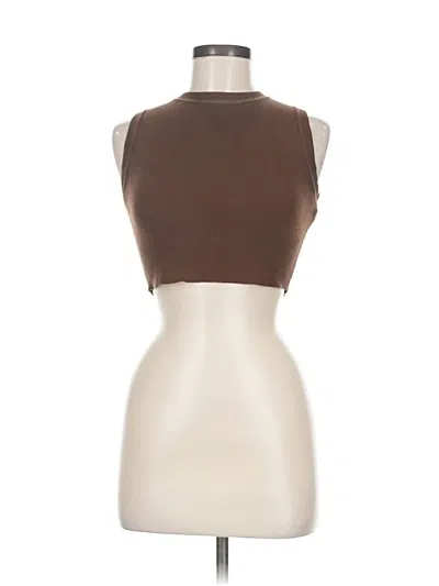 Pre-owned Zara Tank Top Brown Halter Neckline Tops