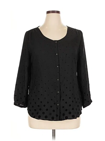 Pre-owned Lands' End 3/4 Sleeve Blouse In Black
