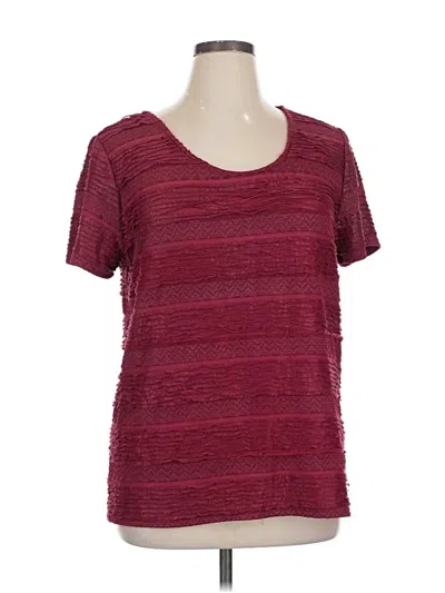 Pre-owned Cj Banks Short Sleeve Top Burgundy Scoop Neck Tops