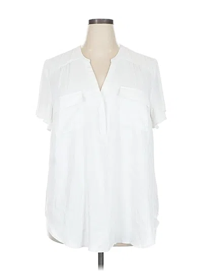 Pre-owned Torrid Short Sleeve Blouse In White