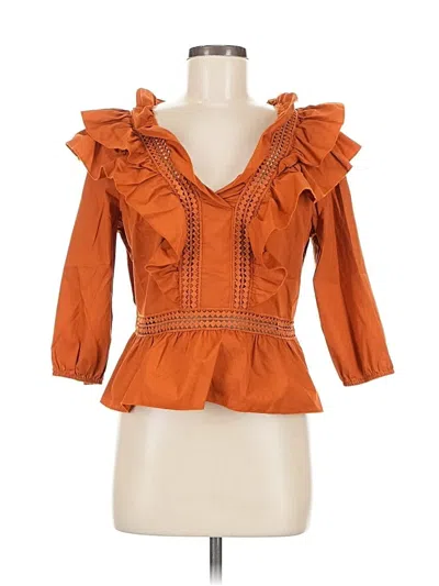 Pre-owned New York And Company 3/4 Sleeve Blouse In Orange