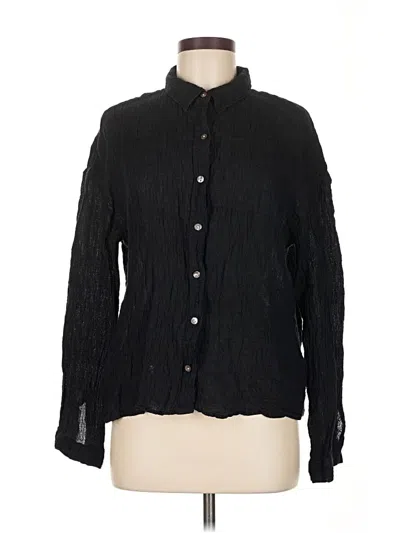 Pre-owned Tahari Long Sleeve Button Down Shirt In Black