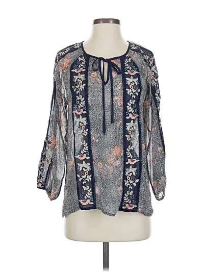 Pre-owned Lucky Brand 3/4 Sleeve Blouse In Blue