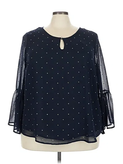 Pre-owned Roz & Ali 3/4 Sleeve Blouse In Blue