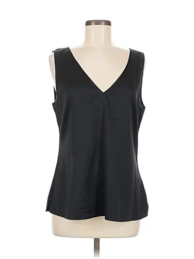 Pre-owned The Fold Sleeveless Silk Top Black V Neck Tops