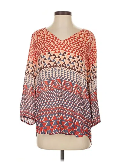 Pre-owned Lucky Brand 3/4 Sleeve Blouse In Orange