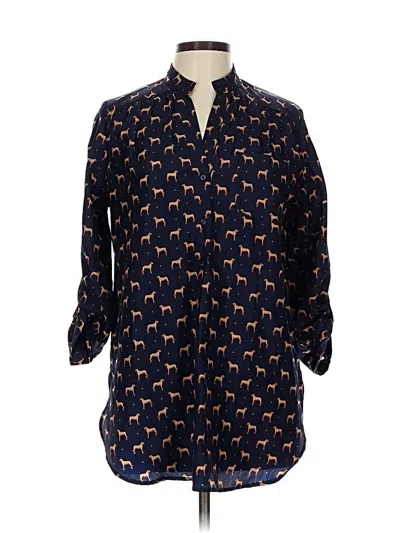 Pre-owned Fun2fun 3/4 Sleeve Button Down Shirt In Blue