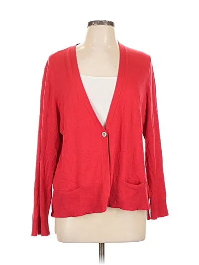 Pre-owned Jjill Silk Cardigan Sweater In Red
