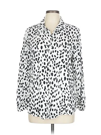 Pre-owned Chico's Long Sleeve Blouse In White