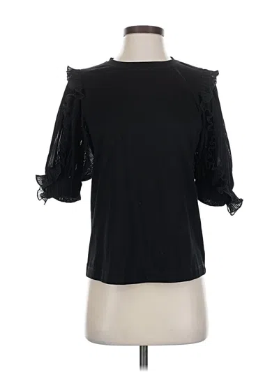 Pre-owned Sandro 3/4 Sleeve Top Black Cold Shoulder Neckline Tops