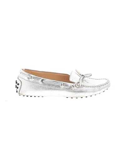 Pre-owned Tod's Flats In Silver