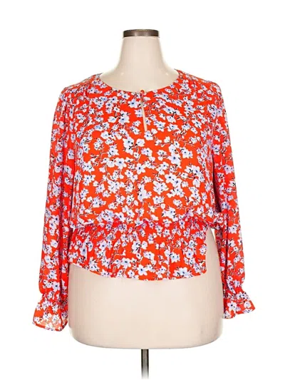 Pre-owned Ann Taylor 3/4 Sleeve Blouse In Orange
