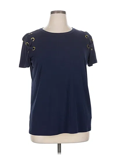 Pre-owned Michael Michael Kors Short Sleeve Top Blue Keyhole Neckline Tops