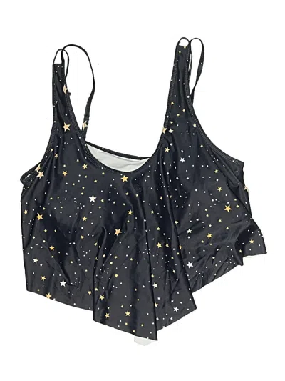 Pre-owned Unbranded Swimsuit Top Black Stars Pattern Swimwear