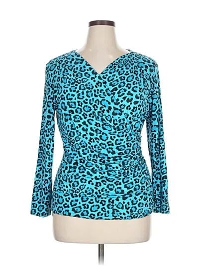 Pre-owned Carlisle Long Sleeve Top Teal V Neck Tops In Blue