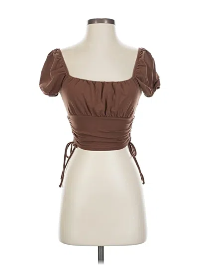 Pre-owned Hollister Short Sleeve Top Brown Sweetheart Neckline Tops
