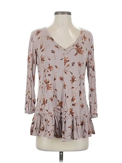 Pre-owned Logo By Lori Goldstein 3/4 Sleeve Blouse In Brown