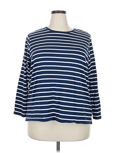 Pre-owned Lands' End 3/4 Sleeve T-shirt In Blue