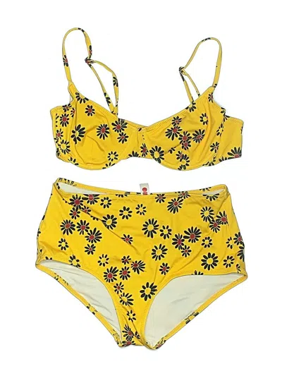 Pre-owned Solid & Striped Two Piece Swimsuit In Yellow