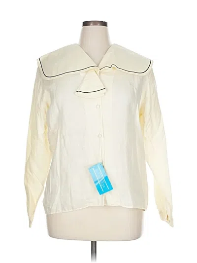 Pre-owned Lands' End Long Sleeve Blouse In White