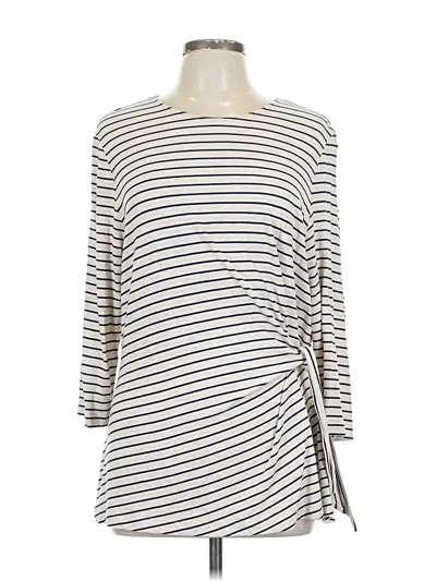 Pre-owned Chico's 3/4 Sleeve T-shirt In White