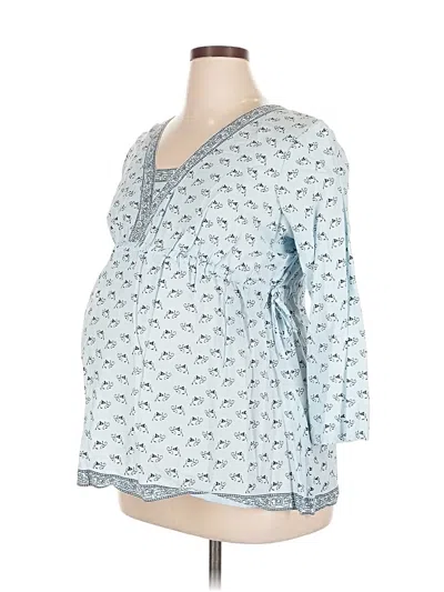 Pre-owned Motherhood 3/4 Sleeve Blouse In Blue