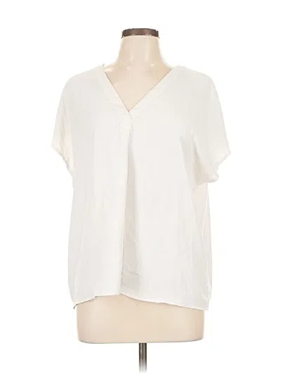 Pre-owned Ann Taylor Short Sleeve Blouse In White